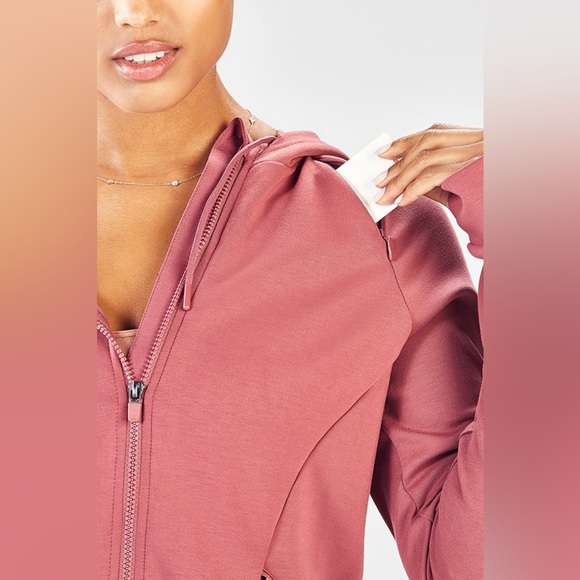 Fabletics dark rouge full zip Sammy Hooded Jacket | size large - Picture 3 of 8